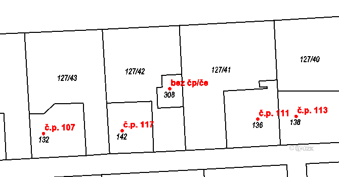 Tmaň 49197941 na parcele st. 308 v KÚ Tmaň, Katastrální mapa