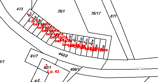 Přerov 49437941 na parcele st. 75/12 v KÚ Lýsky, Katastrální mapa