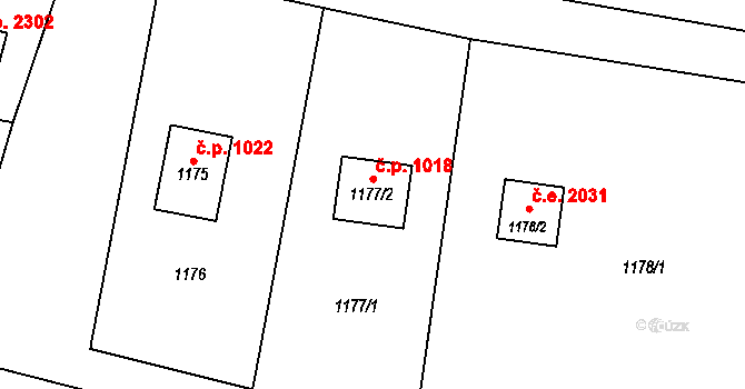 Dolní Těrlicko 1018, Těrlicko na parcele st. 1177/2 v KÚ Dolní Těrlicko, Katastrální mapa