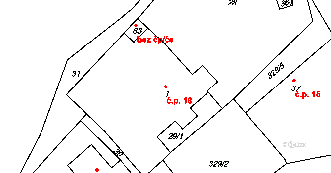 Dolní Babákov 18, Včelákov na parcele st. 1 v KÚ Babákov, Katastrální mapa