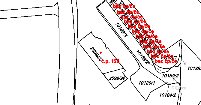 Pražské Předměstí 126, Vysoké Mýto na parcele st. 2599/23 v KÚ Vysoké Mýto, Katastrální mapa