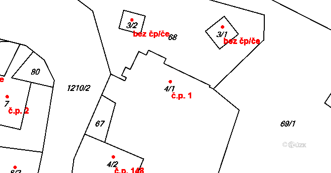 Bohdíkov 1 na parcele st. 4/1 v KÚ Dolní Bohdíkov, Katastrální mapa