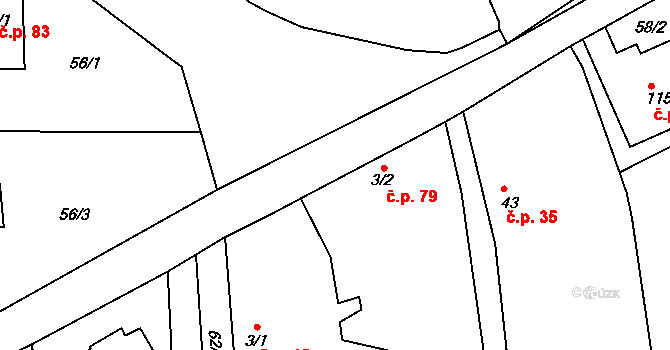 Lipec 79 na parcele st. 3/2 v KÚ Lipec, Katastrální mapa