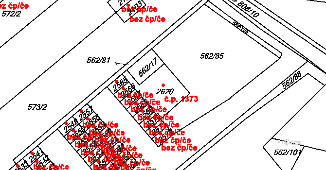 Neratovice 1373 na parcele st. 2620 v KÚ Neratovice, Katastrální mapa