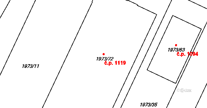 Nivnice 1119 na parcele st. 1973/72 v KÚ Nivnice, Katastrální mapa