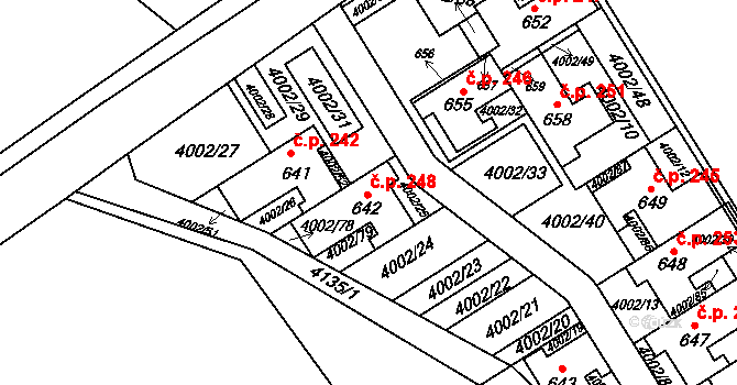 Brod nad Dyjí 248 na parcele st. 642 v KÚ Brod nad Dyjí, Katastrální mapa