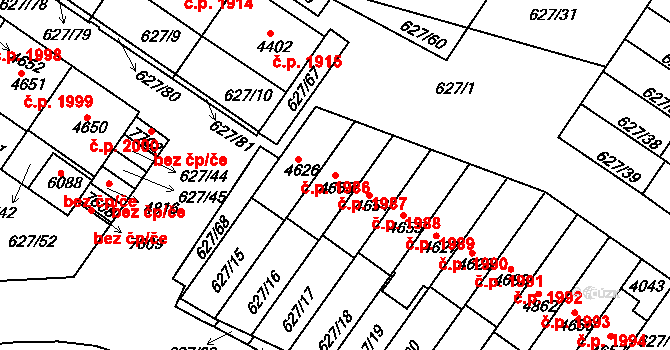 Havlíčkův Brod 1987 na parcele st. 4653 v KÚ Havlíčkův Brod, Katastrální mapa