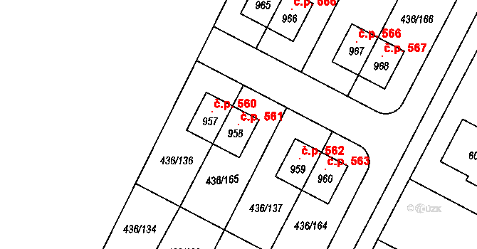 Opatovice nad Labem 561 na parcele st. 958 v KÚ Opatovice nad Labem, Katastrální mapa