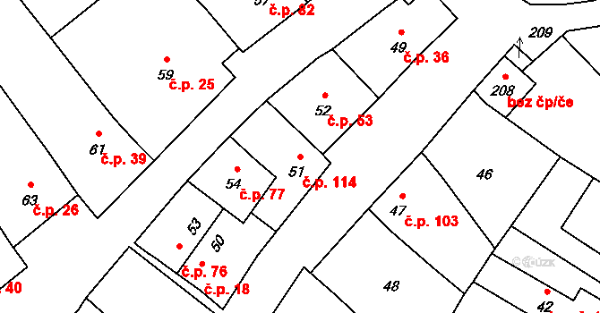 Přerov VII-Čekyně 114, Přerov na parcele st. 51 v KÚ Čekyně, Katastrální mapa