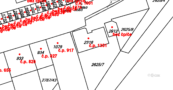 Lipník nad Bečvou I-Město 1351, Lipník nad Bečvou na parcele st. 2316 v KÚ Lipník nad Bečvou, Katastrální mapa