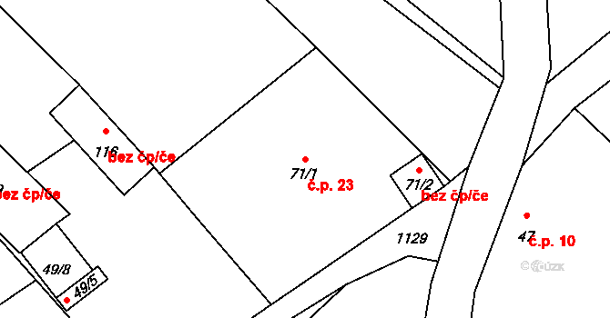 Chlum 23, Staňkovice na parcele st. 71/1 v KÚ Smilovice u Staňkovic, Katastrální mapa
