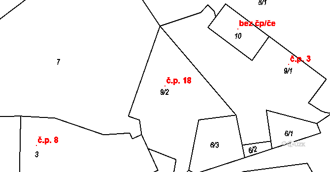 Branišov 18, Kdyně na parcele st. 9/2 v KÚ Branišov na Šumavě, Katastrální mapa