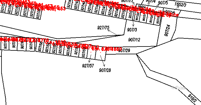 Teplické Předměstí 1880, Bílina na parcele st. 907/28 v KÚ Bílina, Katastrální mapa