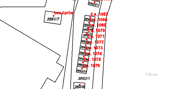 Jihlava 1072 na parcele st. 3892/24 v KÚ Jihlava, Katastrální mapa