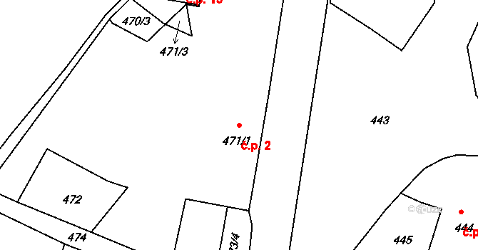 Kňovičky 2, Kňovice na parcele st. 471/1 v KÚ Kňovice, Katastrální mapa