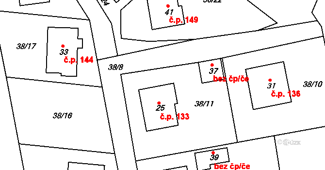 Bítovčice 133 na parcele st. 25 v KÚ Dolní Bítovčice, Katastrální mapa