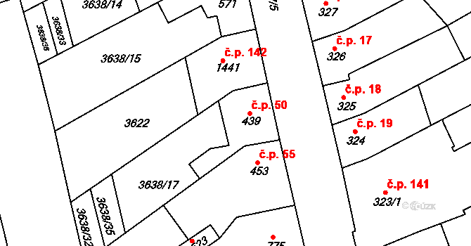 Hamiltony 50, Vyškov na parcele st. 439 v KÚ Dědice u Vyškova, Katastrální mapa