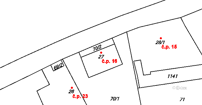 Číbuz 16, Skalice na parcele st. 27 v KÚ Číbuz, Katastrální mapa