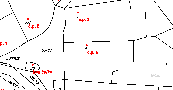 Kahov 5, Prachatice na parcele st. 4 v KÚ Kahov, Katastrální mapa