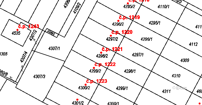 Žamberk 1221 na parcele st. 4298/2 v KÚ Žamberk, Katastrální mapa