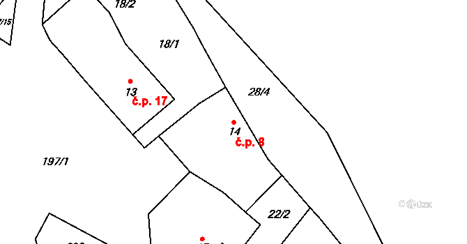 Ohrazenice 8, Volenice na parcele st. 14 v KÚ Ohrazenice u Tažovic, Katastrální mapa