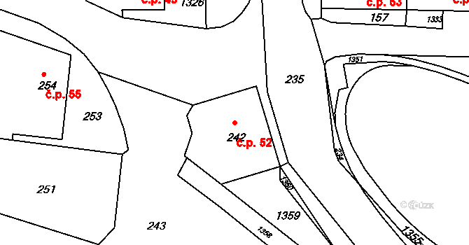 Crhov 52 na parcele st. 242 v KÚ Crhov u Olešnice, Katastrální mapa