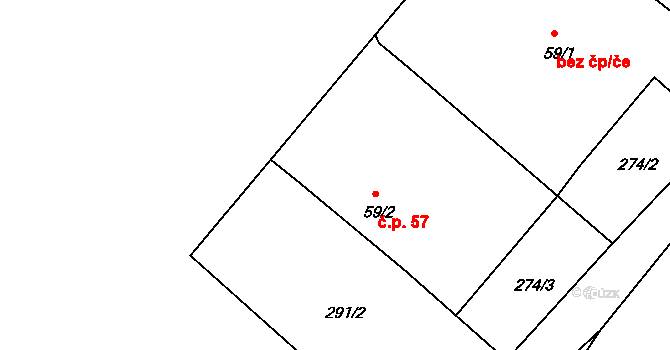 Polště 57 na parcele st. 59/2 v KÚ Polště, Katastrální mapa