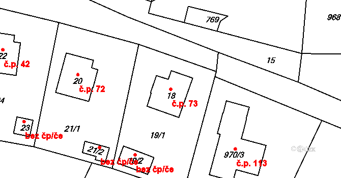 Chlum 73, Nalžovice na parcele st. 18 v KÚ Nalžovice, Katastrální mapa