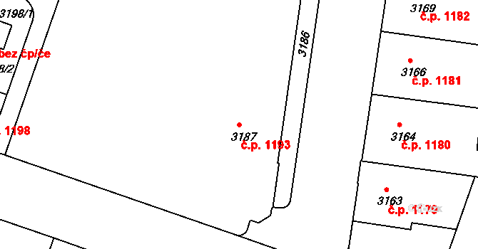 České Budějovice 3 1193, České Budějovice na parcele st. 3187 v KÚ České Budějovice 3, Katastrální mapa