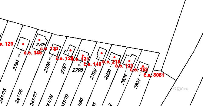 Sezimovo Ústí 218 na parcele st. 2799 v KÚ Sezimovo Ústí, Katastrální mapa