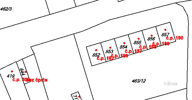 Žacléř 182 na parcele st. 852 v KÚ Žacléř, Katastrální mapa