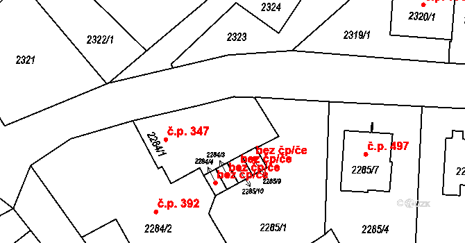 Hranice 347, Karviná na parcele st. 2284/1 v KÚ Karviná-město, Katastrální mapa