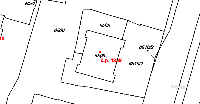 Vsetín 1839 na parcele st. 6509 v KÚ Vsetín, Katastrální mapa