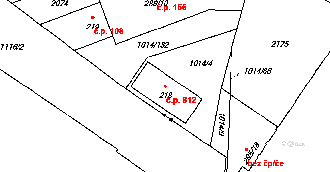 Úšovice 812, Mariánské Lázně na parcele st. 218 v KÚ Úšovice, Katastrální mapa