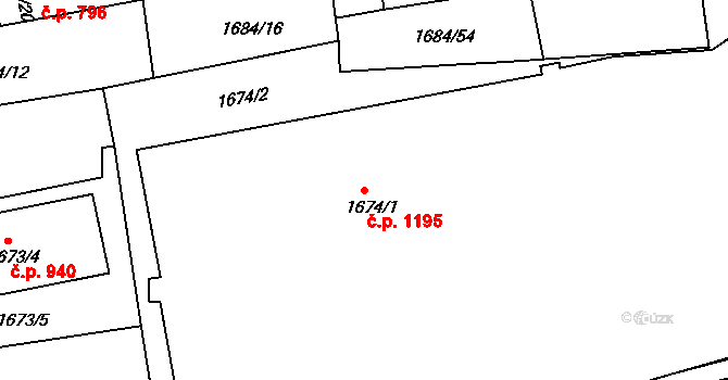Třeboň II 1195, Třeboň na parcele st. 1674/1 v KÚ Třeboň, Katastrální mapa
