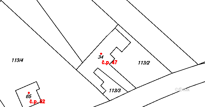 Lipnička 47, Světlá nad Sázavou na parcele st. 34 v KÚ Lipnička, Katastrální mapa