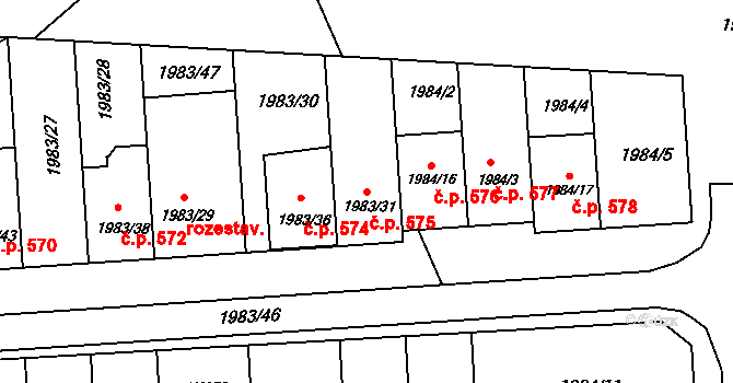Moravský Krumlov 575 na parcele st. 1983/31 v KÚ Moravský Krumlov, Katastrální mapa