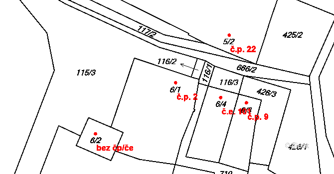 Ovesné 2, Chroboly na parcele st. 6/1 v KÚ Ovesné, Katastrální mapa