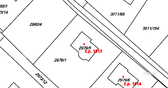 Kopřivnice 1513 na parcele st. 2979/5 v KÚ Kopřivnice, Katastrální mapa