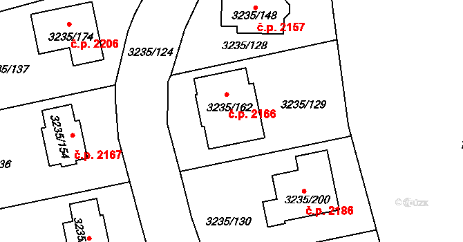 Tachov 2166 na parcele st. 3235/162 v KÚ Tachov, Katastrální mapa
