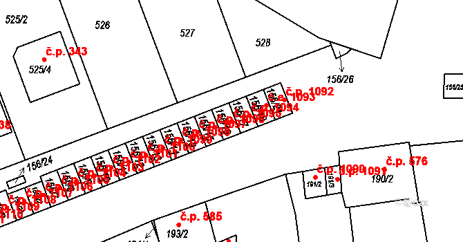 Dobšice 1095 na parcele st. 156/16 v KÚ Dobšice u Znojma, Katastrální mapa