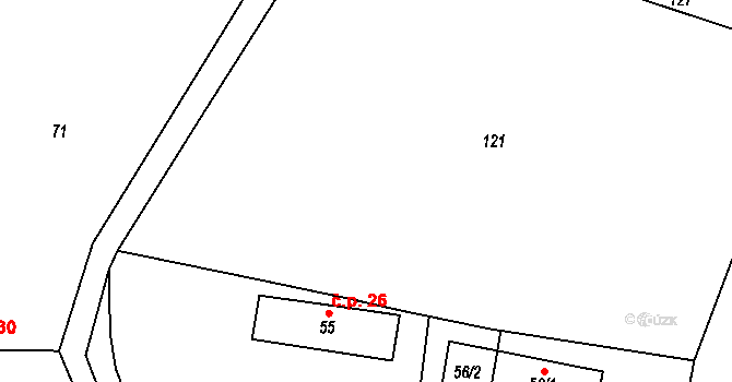 Podivice 2, Kaliště na parcele st. 121 v KÚ Podivice, Katastrální mapa