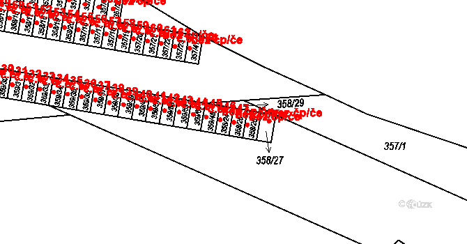 Rousínov 39720942 na parcele st. 358/25 v KÚ Rousínov u Vyškova, Katastrální mapa
