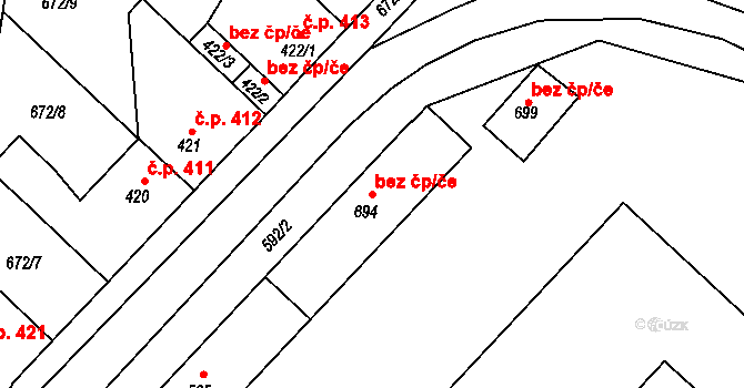 Velký Osek 39876942 na parcele st. 694 v KÚ Velký Osek, Katastrální mapa