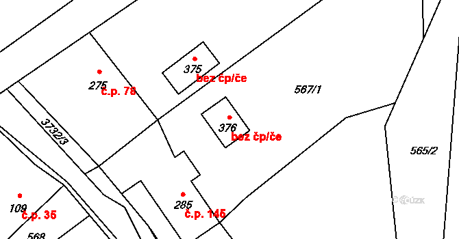 Bruzovice 41553942 na parcele st. 376 v KÚ Bruzovice, Katastrální mapa