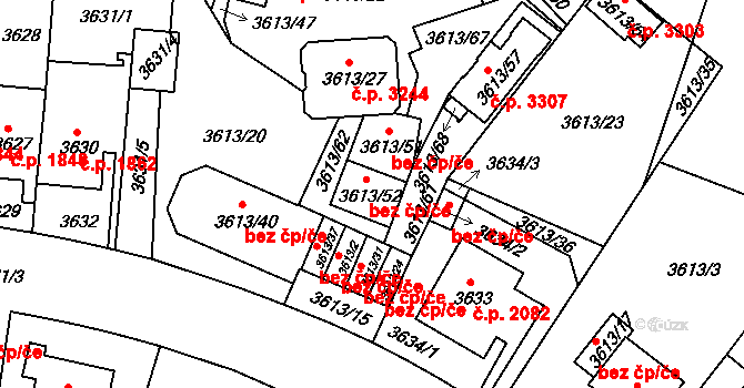 Teplice 42467942 na parcele st. 3613/52 v KÚ Teplice, Katastrální mapa