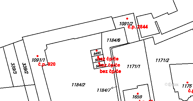 Šumperk 42774942 na parcele st. 5490 v KÚ Šumperk, Katastrální mapa