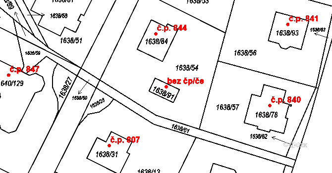 Klášterec nad Ohří 43092942 na parcele st. 1638/91 v KÚ Miřetice u Klášterce nad Ohří, Katastrální mapa