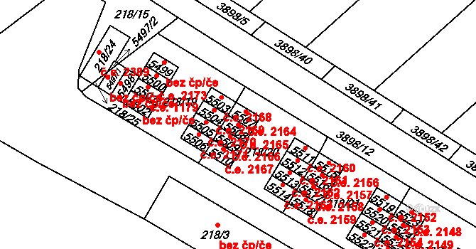 Řečkovice 2165, Brno na parcele st. 5508 v KÚ Řečkovice, Katastrální mapa