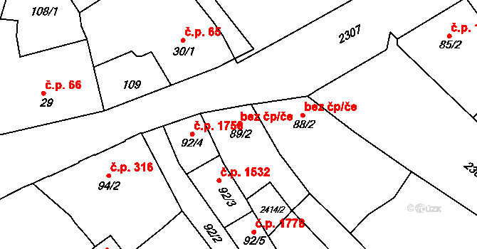 Tišnov 46066942 na parcele st. 89/2 v KÚ Tišnov, Katastrální mapa